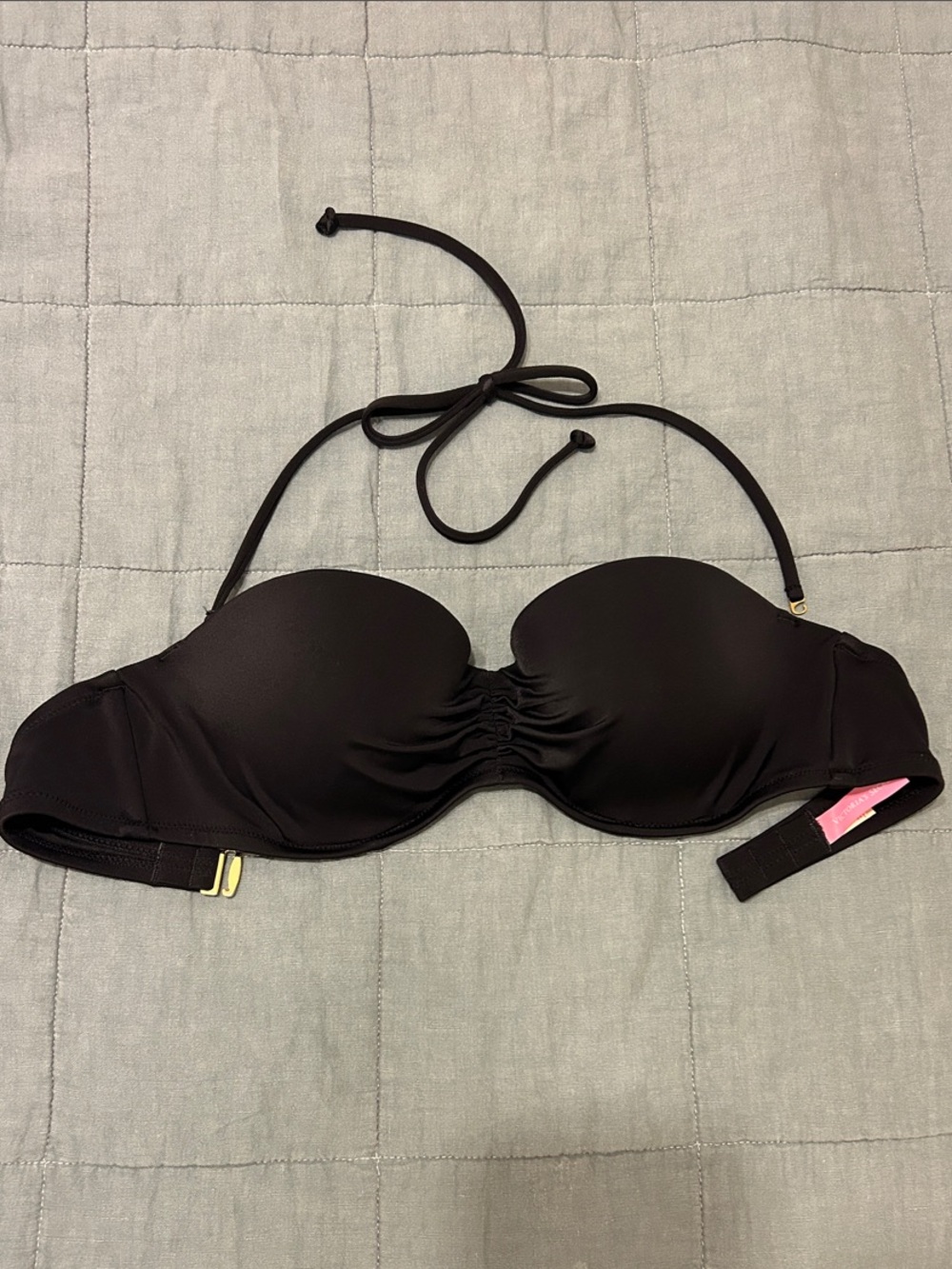 Victoria's Secret Black Strapless Bikini Top with Removable Halter